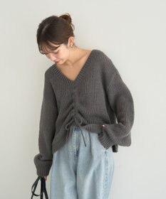 earth music&ecology フロントシャーリングニットプルオーバー