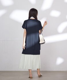 Tiaclasse 【洗える】裏毛プリーツコンビワンピース