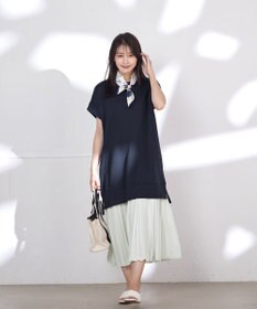 Tiaclasse 【洗える】裏毛プリーツコンビワンピース