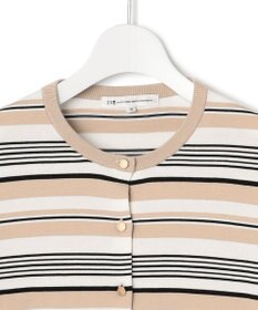 23区 【洗える】プレミアムビオコットン マルチボーダー カーディガン