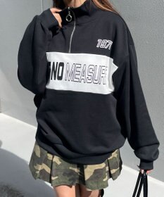 WEGO グラフィックハーフジップビッグスウェット