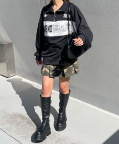 WEGO グラフィックハーフジップビッグスウェット