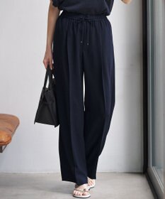 23区 【Oggi掲載/接触冷感/UVカット/吸水速乾】ストレッチジョーゼット ワイド パンツ ネイビー系