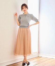 Feroux 胸元刺繍ケーブルポロ ニット