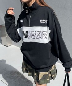 WEGO グラフィックハーフジップビッグスウェット