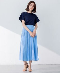 組曲 S 【洗える】シルケットポンチ フリルスリーブ カットソー