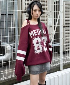 WEGO 【2025年秋冬新作】2WAYグラフィックワンショルBIGニット