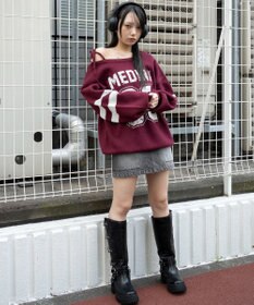 WEGO 【2025年秋冬新作】2WAYグラフィックワンショルBIGニット