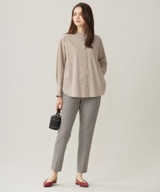 自由区 【撥水加工・洗える】TRギャバチェック柄テーパード パンツ