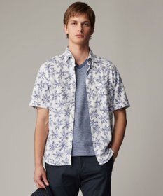 JOSEPH ABBOUD 【吸水速乾/ストレッチ/ノルマンディーリネン】リネンハニカム プリントジャージー シャツ