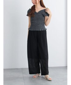 Te chichi クレープメッシュストレートパンツ（セットアップ可）