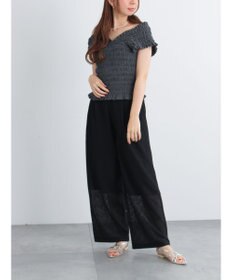 Te chichi クレープメッシュストレートパンツ（セットアップ可）