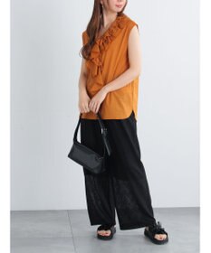 Te chichi クレープメッシュストレートパンツ（セットアップ可）