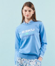 23区GOLF 【WOMEN】【ウォッシャブル】ロゴインターシャ ポリエステルニット