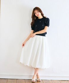 Feroux 【洗える】リボン刺繍ダイヤ柄 ニット