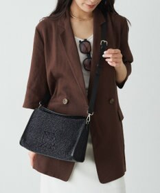 russet ナイロンラフィアショルダーバッグ(CE-1713)