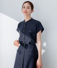 組曲 【洗える・涼感】シアーボイルバンドカラー ブラウス