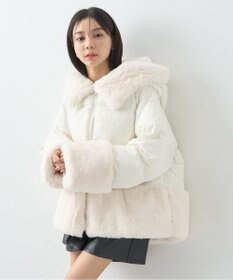 earth music&ecology フードファー中綿ショートコート