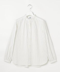 J.PRESS LADIES L BEZコットンナイロン ストライプ フリル襟 ブラウス