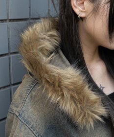 WEGO ファーフードデニムショートブルゾン