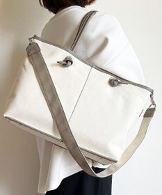 Hekhèr Le Style de Vie 【日本製 / A4サイズ対応/2WAY】コットンキャンバス×シュリンクレザー ノットトートバッグ large