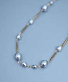 monshiro ガラスパールバーチェーンネックレス