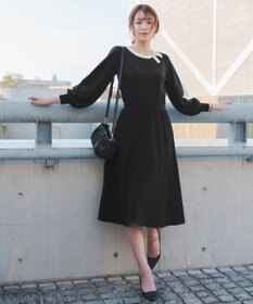 Tiaclasse 【洗える】リボン衿配色ニットワンピース