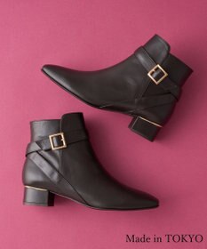 Dominic3 ベルトバックル レザーショートブーツ