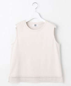 J.PRESS LADIES L 【人気のため追加・洗える】ノースリーブスムースジャージー レース カットソー