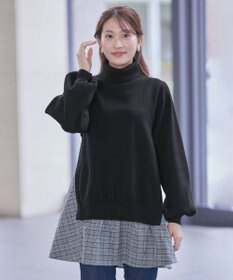 Tiaclasse 【洗える】コンビフレアニットトップス