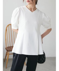 Green Parks AnriettMusee パフスリーブペプラムブラウス