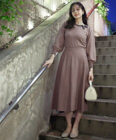 Tiaclasse 【洗える】リボン衿配色ニットワンピース