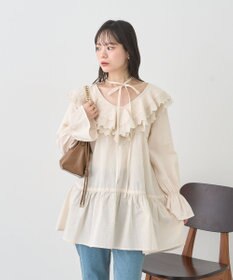 earth music&ecology 【綿100％】サイドリボンラッフルミニワンピース