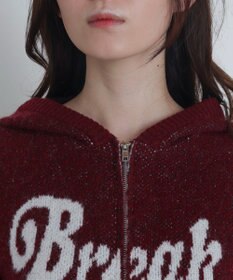 WEGO フラッフィーグラフィックジャガードニットZIPパーカー