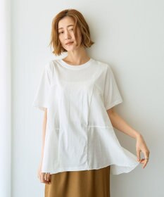 YECCA VECCA 【DOLL UP OOPS】異素材切替フレアートップス