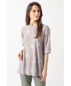 DAKS ボタニカルプリント七分袖プルオーバー