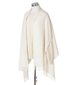 MOONBAT MACKINTOSH PHILOSOPHY ウール100%超大判無地ポンチョストール／幅70cm