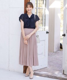 Tiaclasse 【洗える】幅広く活躍が期待できるボウタイレースブラウス