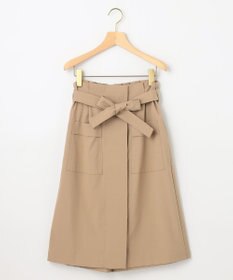 組曲 【ベルト付】リネン混オックスストレッチ キュロットパンツ