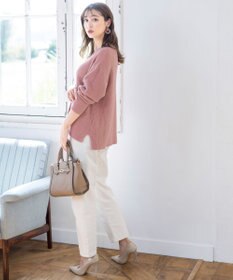 Tiaclasse L 【洗える】Vネック起毛ニットトップス