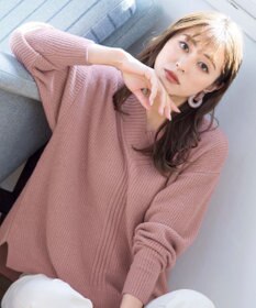 Tiaclasse L 【洗える】Vネック起毛ニットトップス