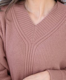 Tiaclasse L 【洗える】Vネック起毛ニットトップス