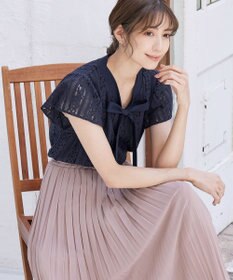 Tiaclasse 【洗える】幅広く活躍が期待できるボウタイレースブラウス