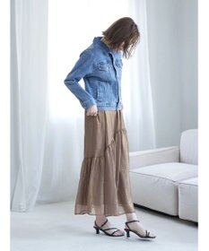 YECCA VECCA 箔プリントシアーギャザースカート