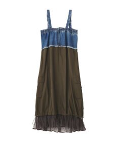 YECCA VECCA デニムMIXデザインサロペット