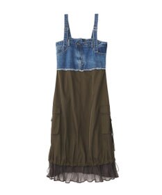 YECCA VECCA デニムMIXデザインサロペット