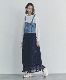 YECCA VECCA デニムMIXデザインサロペット