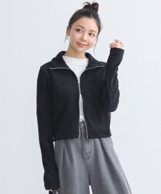 earth music&ecology ベロアケーブルＺｉｐカーディガン