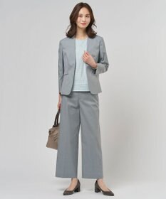J.PRESS LADIES 【セットアップ対応・洗える・撥水】コットンFITTY ノーカラー ジャケット