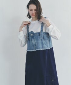 YECCA VECCA デニムMIXデザインサロペット